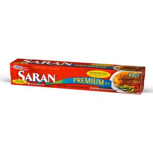 Saran Premium Plastic Wrap, Food Storage, Easy Dispense, 100 Sq Ft Roll