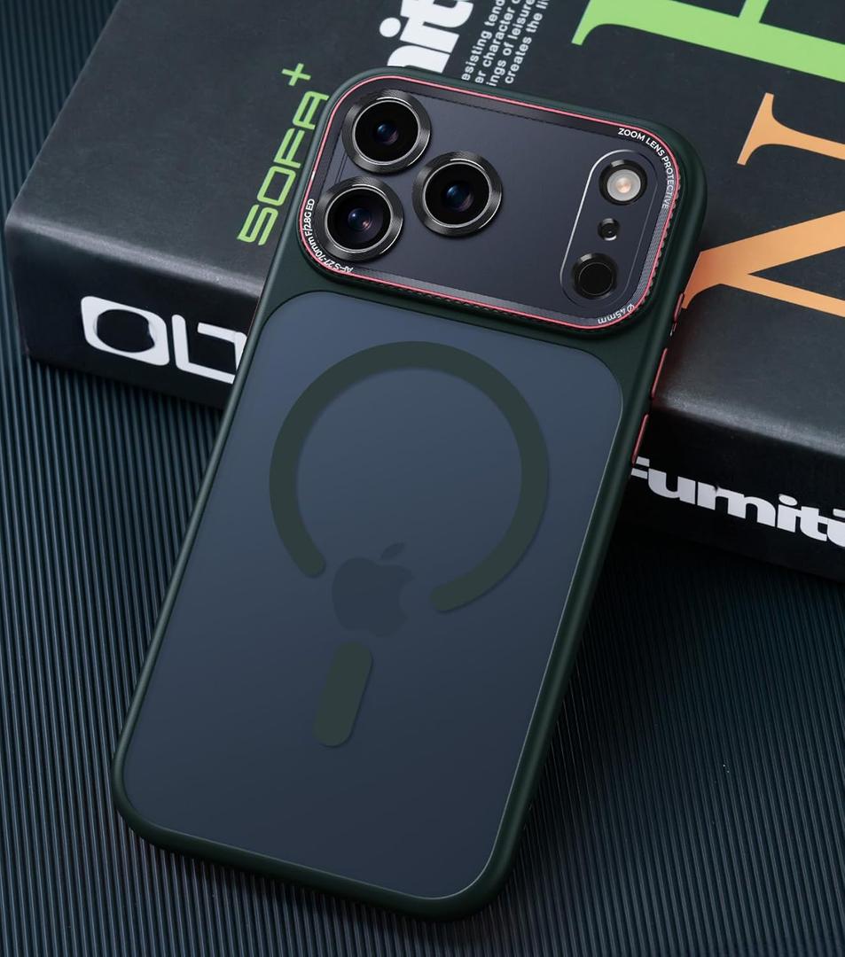 Magnetic for iPhone 17 Pro Max Case with Integrated Camera Protection, [Seamless Work with Magsafe] [Military Grade Shockproof] [Covered Camera Control Button] for iPhone 17 Pro Max, Alpine Green