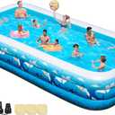 Extra Large Inflatable Pool for Family, 158"x74"x22" Full-Sized Blow Up Pool for Adults, Oversized Thickened Inflatable Swimming Pools with Pump & Repair Patch for Backyard Water Party