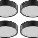 ZAGO 7 Inch Flush LED Lights with Emergency Battery Backup, Wafer Round Disk Light Emergency Kit, Edge lit, 120-277V, Dimmable, 15W, 920LM, 5CCT Selectable, ETL/Wet Rated, 4 Packs, Black