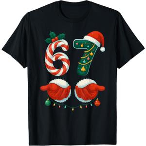67 Christmas 6 7 Meme Pajamas Holiday Gen Alpha Slang T-Shirt S