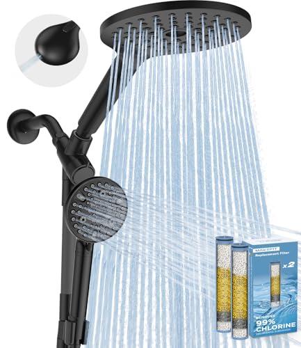MakeFit Dual Filtered Rain Shower Head Combo, High Pressure Handheld Shower Head with Adjustable Bar - Rainfall Shower Head And Showerhead with Filter for Hard Water - Removes Chlorine