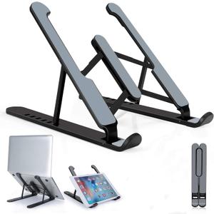 Portable Laptop Stand, Adjustable Laptop Holder Riser Computer Stand for Desk Notebook (Black)