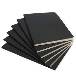 Simply Genius Journaling Notebooks - 6-Pack A5 Black Softcover - College Ruled Writing Journal - Note Taking & Travel Notebook - 92 Lined Cream Pages 80 GSM