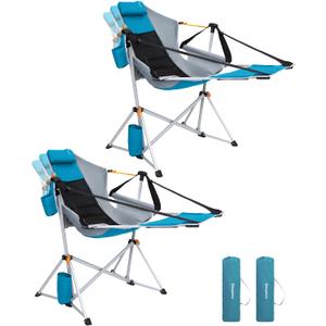 KingCamp Hammock Chair with Footrest Heavy Duty Swinging Rocking Camping Chairs for Adults up to 400lbs, Folding Portable Oversized Rocker with Cup Holder & Pillow for Outdoor Beach Lawn RV Sports