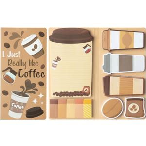 B1ykin Cute Sticky Notes Set - I Just Really Like Coffee Self-Stick Notes Pad, 550 Sheets Writing Memo Pages Sticky Notepad for Teacher Appreciation Gifts, School Office Party Favors Supplies (Coffee)
