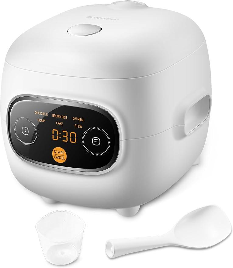 COMFEE' Mini Rice Cooker with 6-Functions, 2-Cups Uncooked Rice
portable rice maker, fast cooker, 4 cups cooked capacity, non-stick inner pot, 24-hour delay timer, for brown rice, oatmeal