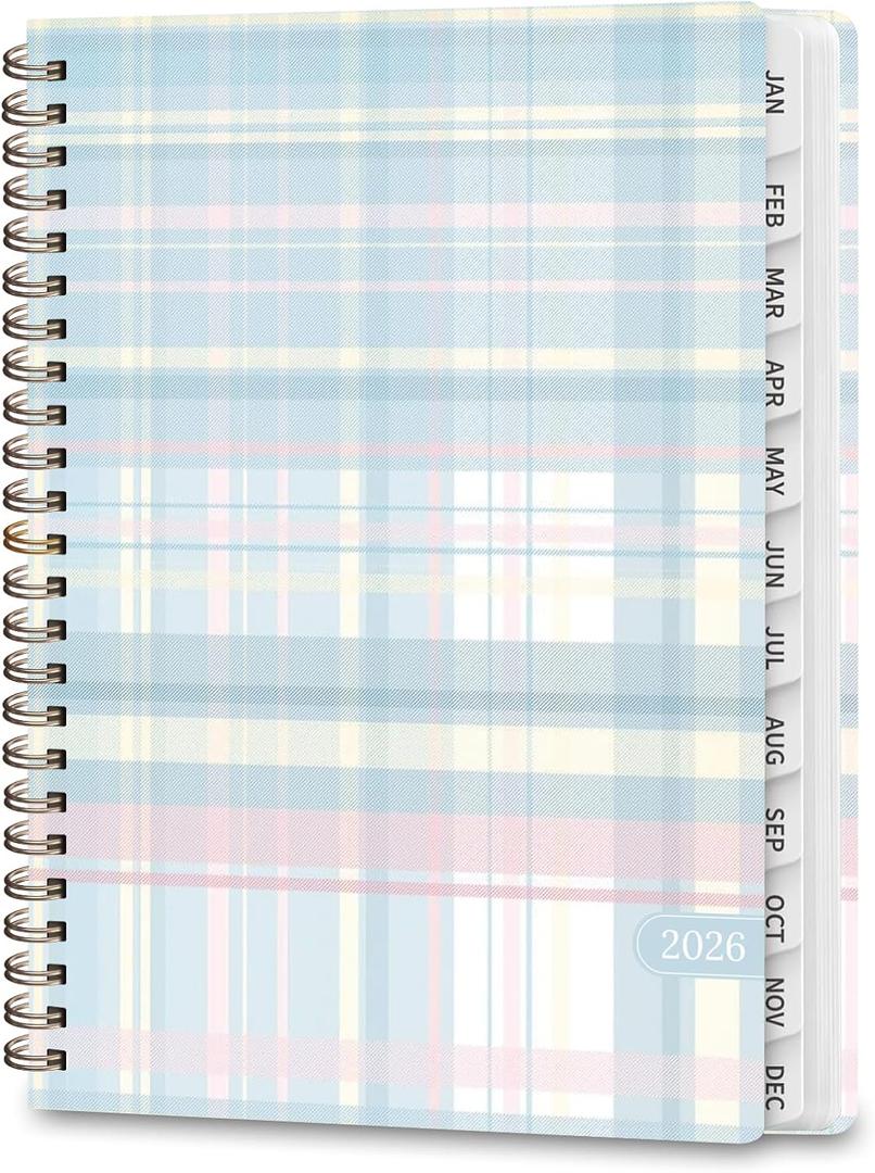2 x 2026 Planner, Weekly and Monthly Calendar Planner Book, Jan 2026 - Dec 2026, Planning Agenda for Desk Accessories and School Supplies - A5 (6.3'' x 8.5'') (Colorful Plaid)