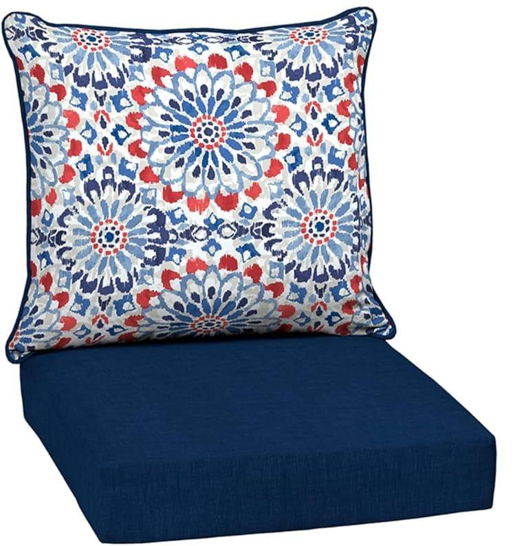 Arden Outdoor Deep Seat Cushion Set (1-Pack), 24 in x 24 in, Weather-Proof, Rain-Proof, Fade Resistant Patio Cushion for Chair, Sofa, and Couch Clark Blue