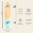 Retrospec Zed Pintail & Cruiser Longboard Adult Skateboard - 44in Bamboo & Canadian Maple Deck with ABEC-7 Bearings, 70mm PU Wheels for Commuting & Carving