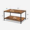 SENIG Small Brown Rectangle Wood and Metal Coffee Table with Storage Shelf for Small Living Rooms, 31.5in
