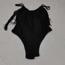 Ella Lust Cowgirl Fringe Bodysuit for Women - Western Country Concert Outfits Boho Tassel Jumpsuit Rave Festival Tops Romper (Small, Black)