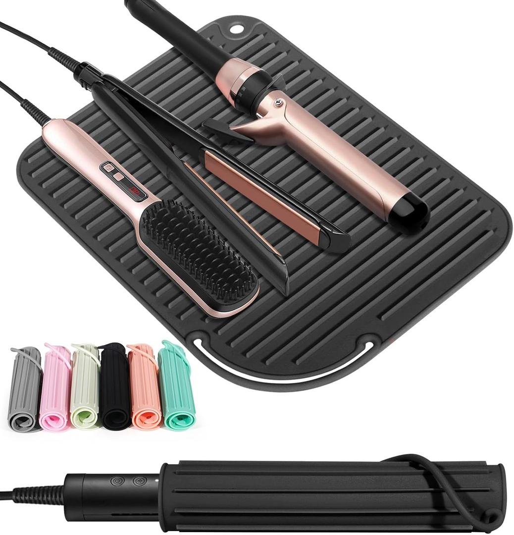 Quccefods 2 Pack Heat Resistant Mat Large Silicone Hot Hair Tools Holder for Curling Irons Flat Iron Hair Styling Tools Mat Portable Vanity Pad (Black) Quccefods 2 Pack Heat Resistant Mat Large Silicone Hot Hair Tools Holder for Curling Irons Flat Iron Hair Styling Tools Mat Portable Vanity Pad (Black)