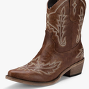 Western Cowboy Boots for Women Rhinestone Cowgirl Boot with Low Block Heel Embroidery Sparkly Short Ankle Booties Walking Bootie for Country Concert Disco Outfits Size 9