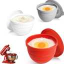 MGVK 5 Qt Foldable Tilt-Head Silicone Liners for kitchenaid Stand Mixer, Silicone Bowl Liners with Lids, Kitchen Aid Accessories and Attachments for Baking and Cooking (3pcs Grey+Red+White)