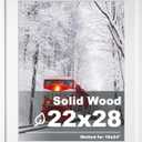 Egofine 22x28 Solid Wood Picture Frame, Made of Solid Wood Covered by Plexiglass 18x24 with Mat 22x28 without Mat, Poster Frame for Wall Mounting Hanging Photo Frame Vertically or Horizontally, White