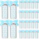 24 Pcs Blue Bow Plastic Cups Coquette Bow Aesthetic Cup with Lids and Straws 14 oz Reusable Cute Bow Plastic Tumbler with Ribbon Bow for Women Birthday Bridal Shower Wedding Party Supplies