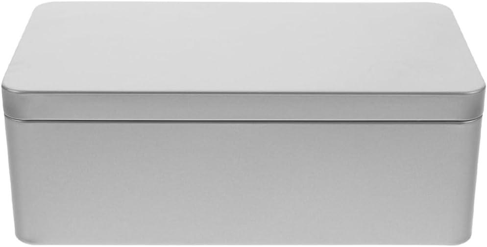 Cabilock Rectangular Tin Box With Lid Empty Tinplate Box Tinplate Tea Leaves Can Storage Container Accessory for Pill Candy Crafts Organizer Silver Cabilock Rectangular Tin Box With Lid Empty Tinplate Box Tinplate Tea Leaves Can Storage Container Accessory for Pill Candy Crafts Organizer Silver