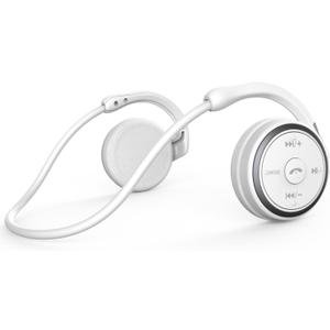 Small Bluetooth Headphones Wrap Around Head - Sports Wireless Headset with Built in Microphone and Crystal-Clear Sound, Foldable and Carried in The Purse, and 12-Hour Battery Life, White