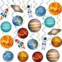 40Pcs Solar System Hanging Swirl Decorations, Outer Space Party Ceiling Hanging Swirls Space Themed Party Swirls Streamers for Space Themed Birthday Baby Shower Party Decor Supplies