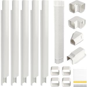 3" 15 Ft Mini Split Line Set Cover with Flexible Duct for Protect AC Pipe | Decorative Line Hide Kit, PVC & ABS Material,DIY Paintable Lineset Cover Kit for Mini Split Air Conditioner,HVAC,Heat Pump