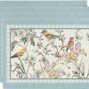 Artoid Mode Blue Birds Flowers Blossom Placemats Set of 4, 12x18 Inch Table Mats for Table Runner Party Kitchen Dining Decoration