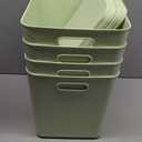 4 pack large plastic White storage bins Baskets, Toy Box Chest with Lids and HandleOrganizer Containers for BabyKids,snacks,NurseryShelvesPlayroom, BedroomOffice,Closethome (Light Green)