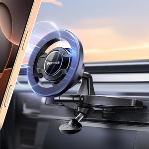 pop-tech for MagSafe CD Slot Car Phone Holder, [Built-in Steel Plate] Universal Magnetic CD Player Cell Phone Mount, Adjustable Magnet CD Cellphone Cradle Fit for iPhone All Smartphones, Black
