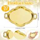 50 Pcs Oval Mini Baroque Dessert Display Tray Mini Elegant Plastic Serving Tray Small Cake Candy Plates for Weddings Party Bridal Baby Shower, Birthday, Candy Jars Decorations (Gold)