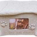 Cat Urn with Photo Frame, Pet Urns for Cats, with Foot Prints and Fish Cover Pattern