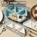 6 in 1 Onigiri Mold, One-Press Quick Make 6 Rice Balls at Once, Multifunctional Triangle Sushi Rice Ball Maker for Home & Picnic, Easy to Store, Carry and Clean (Beige)