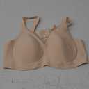 OEAK Womens Wireless Bras V Mesh Comfortable Bralette Supportive Tshirt Bra No Underwire Seamless Push Up Everyday Bras, L, Nude