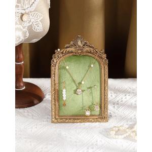 Wonderjune Jewelry Display Stand Vintage Necklace Organizer Ring Holder Earring Tray Resin Jewelry Photography Props Frame with Velvet Backing for Gifts