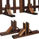 2pcs Solid Wood Fence Base, Triangle Privacy Fence Support Feet Base Screening Kit Easy to Install for Outdoor Garden Landscape Room Divider