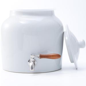 Ceramic Water Dispenser for 5 Gallon Bottle Crock Water Dispenser with Durable Stainless Steel Faucet, Ideal for 3 to 5 Gallon Jugs, Classic Porcelain Water Crock Design for Home or Office Use