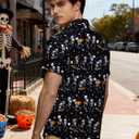 Hawaiian Shirt for Men Short Sleeve Button Down Shirt Men Casual Summer Tropical Beach Aloha Shirts Hawaii Party (Black, XL)