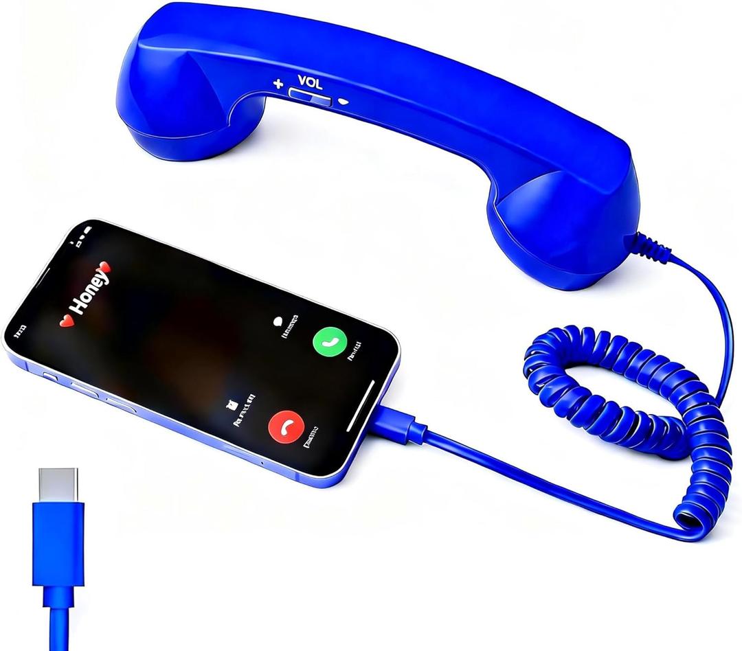 Retro Phone Handset, 2026 New Vintage Retro Telephone Wired Handsets Style Landline Handle Receiver for Cell Mobile Video Conferences, Calls, Meetings