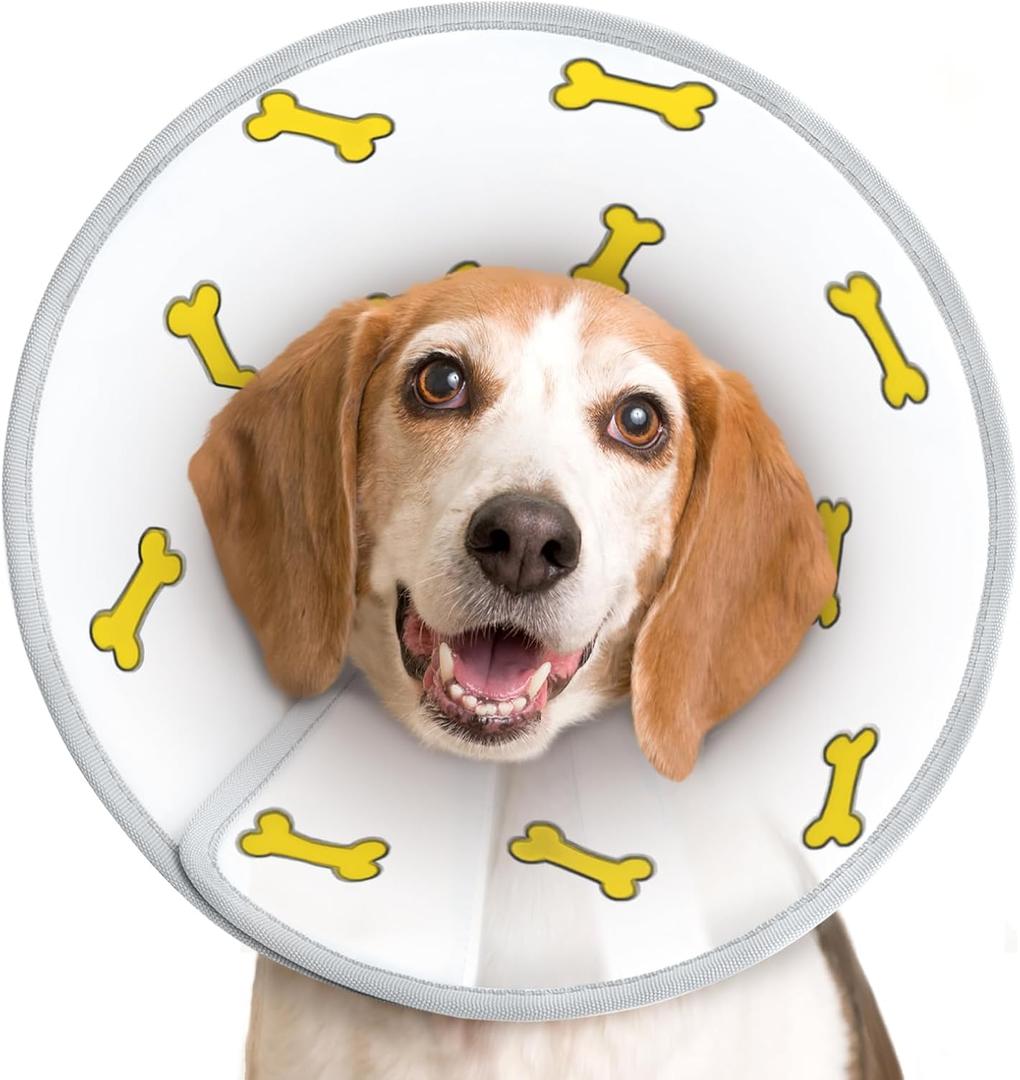 Supet Dog Cone Collar After Surgery to Stop Licking: Adjustable Recovery Elizabeth Collar Alternative for Large Medium Small Dogs, Plastic Pet Head Neck Cone (XS) (XS(Neck: 9.5~11.5"), Yellow)