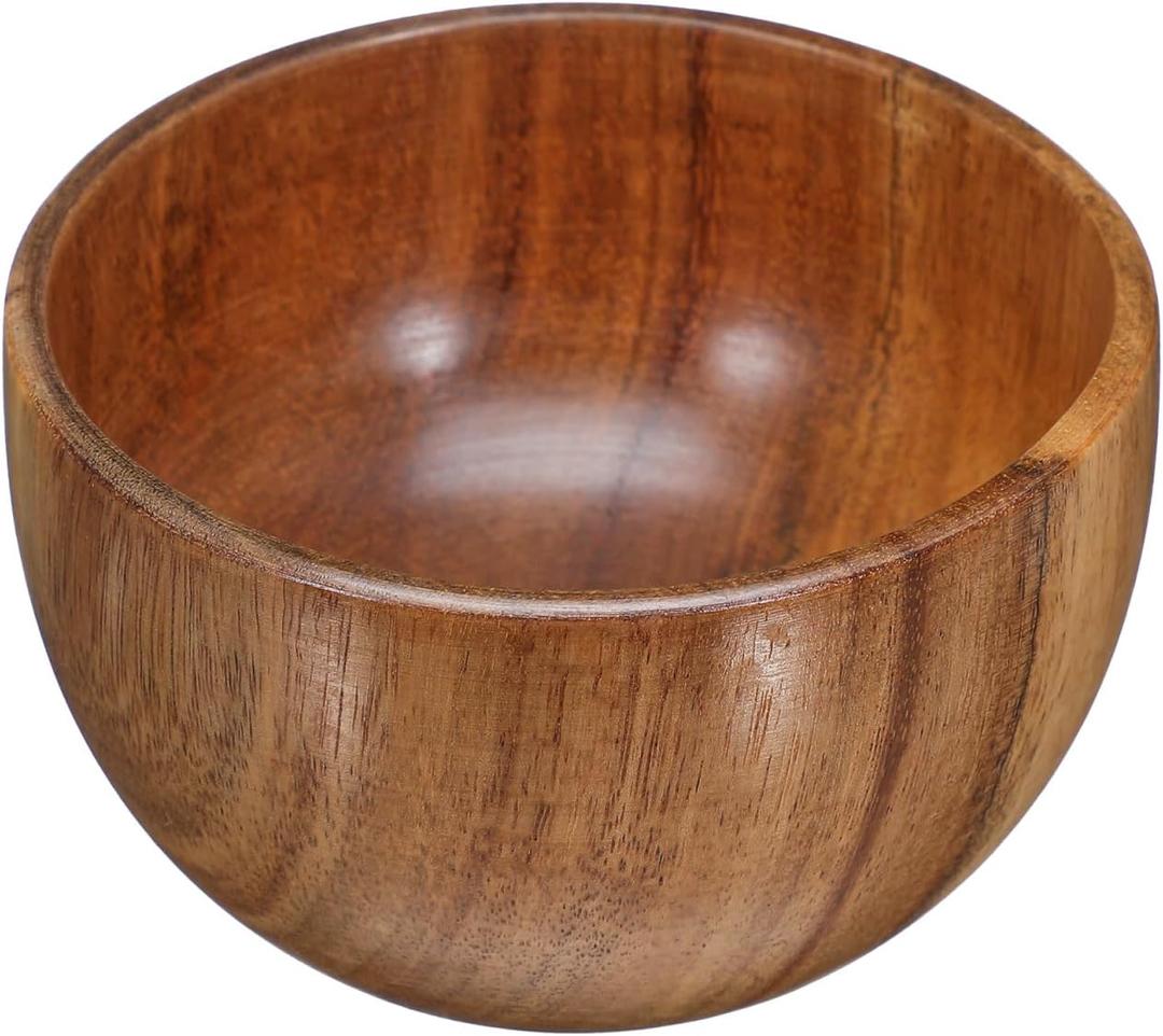 Wooden Salad Bowl Wooden Snack Serving Bowl Round Container for Food, Fruits, Salads and Tableware Decoration for Home Kitchen Supplies, 11X6CM