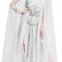 Women Zombie Bride Costume, Ghost Bloody Dress Cape Veil Headband Corpse Scary Outfit for Halloween Dress Up, Size: M