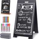 A-Frame Chalkboard Sign 16"x32" Double-Sided Sandwich Board with 8x12 Tabletop Chalkboard, Liquid & Regular Chalk Markers, Foldable Sidewalk Blackboard Menu Board for Business, Caf & Restaurant