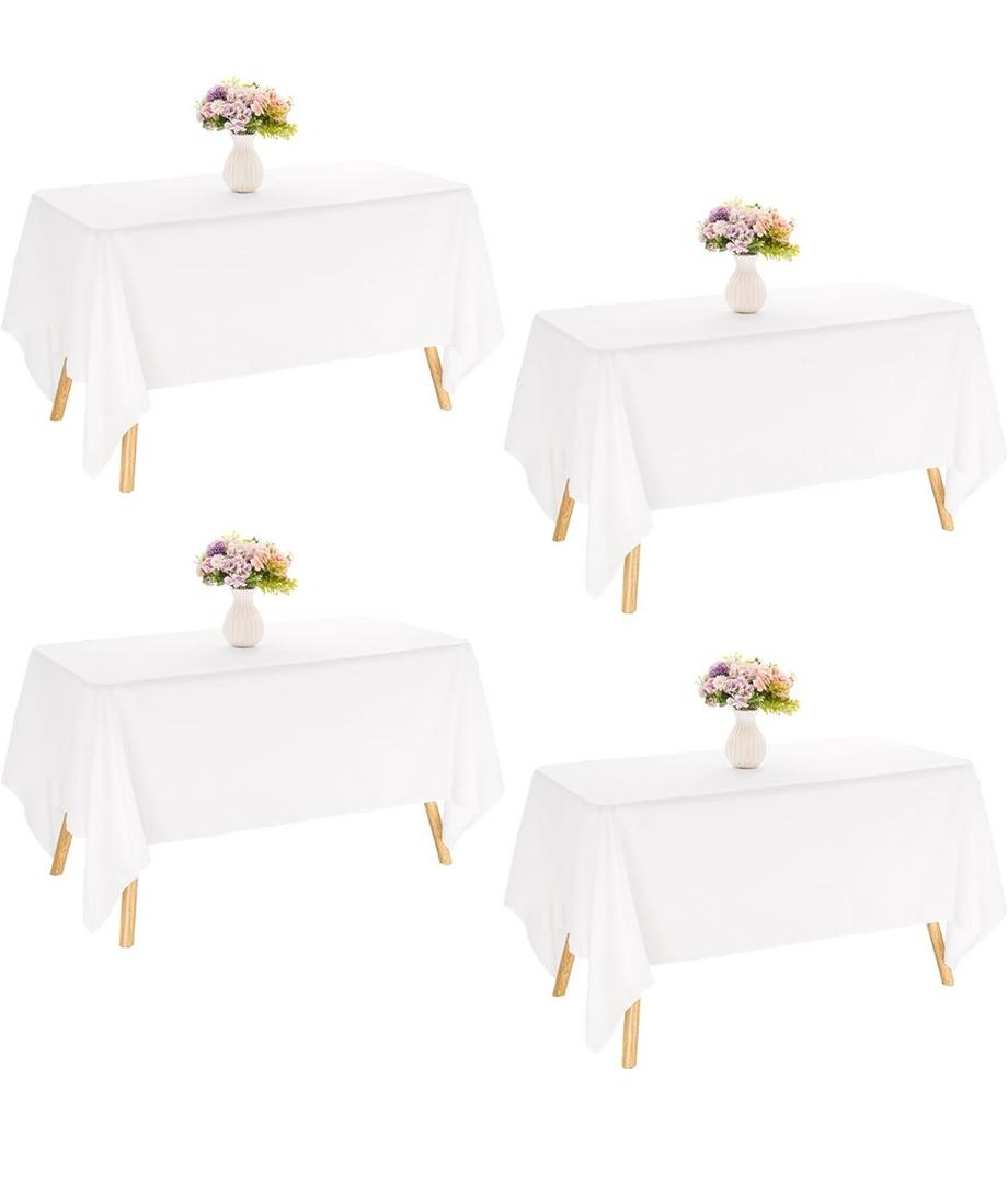 Pack Rectangle Tablecloth 60x102 Inch White Washable Polyester Table Cover for Wedding Dining Table Buffet Parties Banquet Decoration（Whi