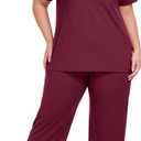 OLRIK Women's Capri Pajama Sets Plus Size Cute Floral Pjs Short Sleeve Tops and Pants Lounge Sets with Pockets (4X, CWine Red)