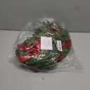 4 Pcs 15" Christmas Mini Cabinet Wreaths for Kitchen,Artificial Norfolk Pine & Cypress Wreath with Red Berry Bow for Christmas Decorations Window Door Fireplace Table Staircase Indoor Outdoor