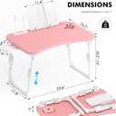 Lap Desk for Bed Adjustable Height, Foldable Bed Table with Storage Drawer, Tablet Slot & Cup Holder, Portable Laptop Stand for Bed & Sofa, Bed Desk for Adults & Kids, Pink
