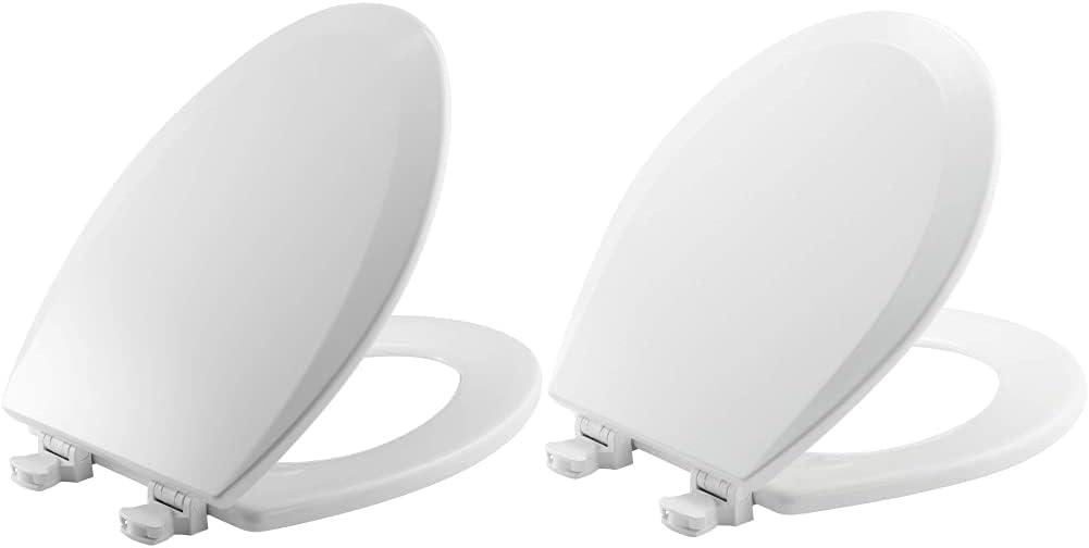 BEMIS 500EC 390 Toilet Seat with Easy Clean & Change Hinges, 2 Pack Round, Cotton White