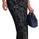 BTFBM Women Spring Dresses 2025 Elegant Wedding Guest Dresses Bodycon Tube Maxi Dress Split Floral Cocktail Dress (Black, XXL)
