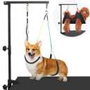 Dog Grooming Arm with Pet Grooming Hammock, getlstub 35" Pet Grooming Table Arm with Adjustable No Sit Haunch Holders, Dog Grooming Stand with Loop Noose for Small and Medium Pets, M