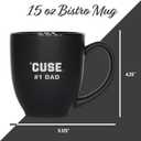 Rico Industries NCAA #1 Dad 15oz Laser Engraved Matte Black Ceramic Bistro Mug - for Hot or Cold Drinks