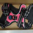 PHOEPET No Pull Dog Harnesses for Small Dogs Reflective Adjustable Front Clip Vest with Handle 2 Metal Rings 3 Buckles [Easy to Put on & Take Off](S, Pink)